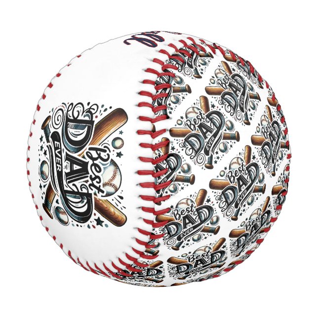 Personalisierter "Best Vater Ever"-Baseball Baseball (Schrägansicht)