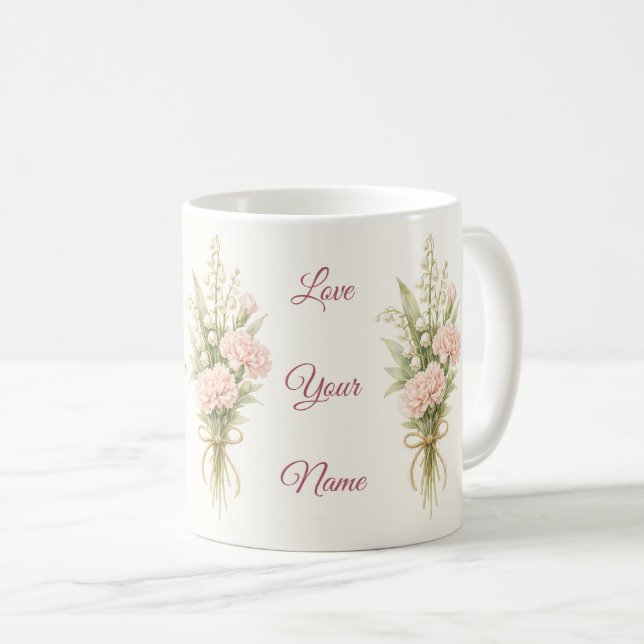 Personalisierter Beste-Mutter-aller-Zeiten-Blumen- Kaffeetasse (VorderseiteRechts)