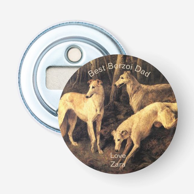 Personalisierter Bester Borzoi-Vater Flaschenöffner (Vorderseite)