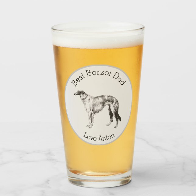 Personalisierter Bester Borzoi-Vater Glas (Vorne (Gefüllt))