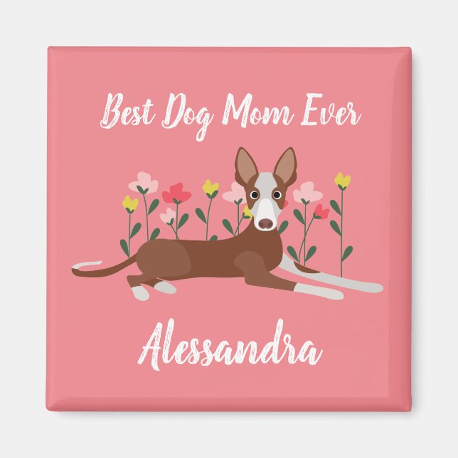 Personalisierter bester Hund Mama Podenco Pink Magnet (Vorne)