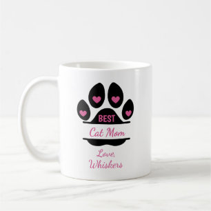 Personalisierter Bester Katzenmutter Pfotenabdruck Kaffeetasse