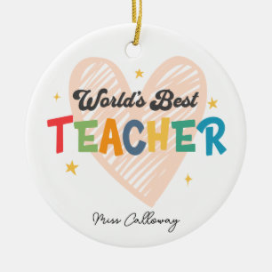 Personalisierter Bester Lehrer der Welt Keramik Ornament