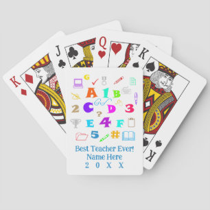 Personalisierter bester Lehrer je farbenfrohe Schu Spielkarten