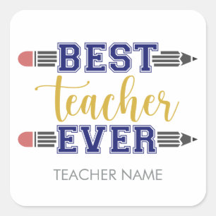 Personalisierter bester Lehrer je - individuelles  Quadratischer Aufkleber