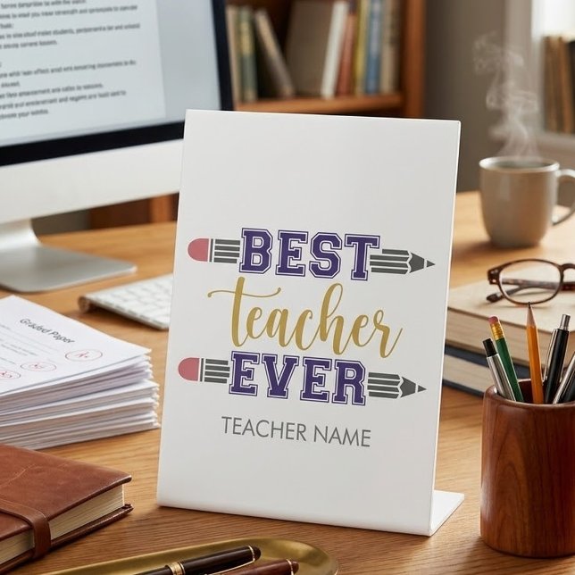 Personalisierter bester Lehrer je - individuelles  Sockelschild (Von Creator hochgeladen)
