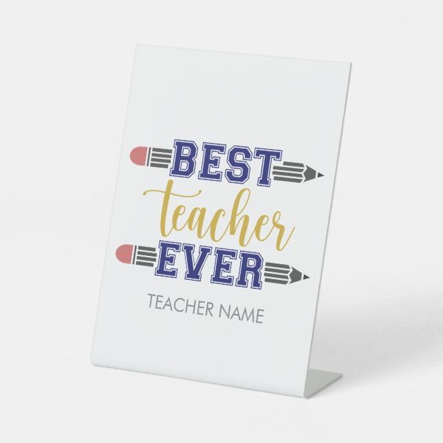 Personalisierter bester Lehrer je - individuelles  Sockelschild (Vorderseite)