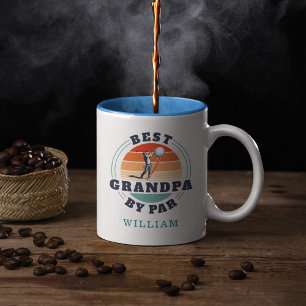 Personalisierter bester Opa nach Par Golfo Geburts Zweifarbige Tasse