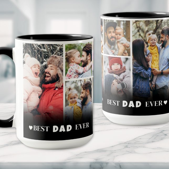 Personalisierter bester Vater je 8 Foto Collage Va Tasse (Personalized Best Dad Ever 8 Photo Collage Father Mug )