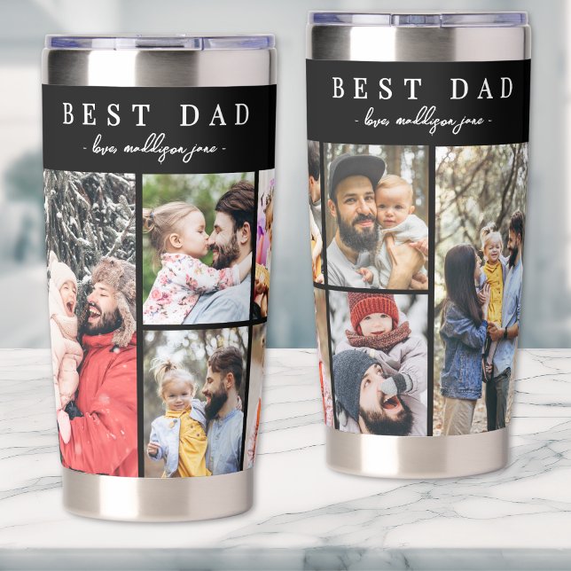 Personalisierter bester Vater je 8 Foto Collage Va Thermobecher (Personalized Best Dad Ever 8 Photo Collage Father Insulated Tumbler)