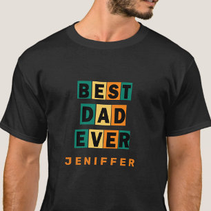 Personalisierter bester Vater je farbiger Text T-Shirt