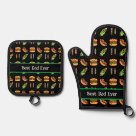 Personalisierter bester Vater je Niedliche Grillwa Ofenhandschuh & Topflappen-Set