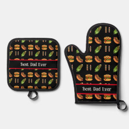 Personalisierter bester Vater je Niedliche Grillwa Ofenhandschuh & Topflappen-Set
