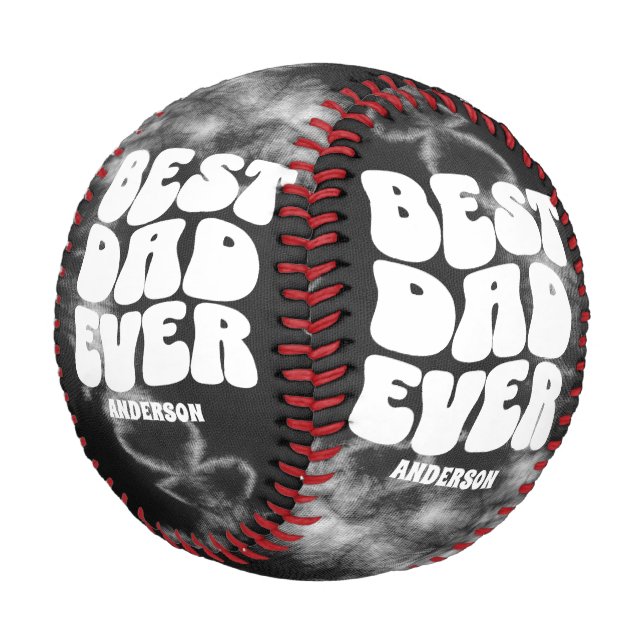 Personalisierter bester Vater je Schwarze Gefärbte Baseball (Schrägansicht)