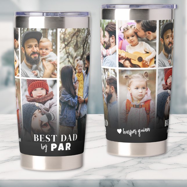 Personalisierter bester Vater per Par Foto Collage Thermobecher (Personalized Best Dad By Par Photo Collage Father Insulated Tumbler)