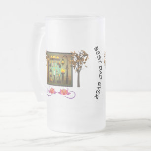 Personalisierter Bester Vater überhaupt mit Lotus  Mattglas Bierglas