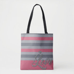 Personalisierter Beutel mit rosa Streifen Tasche