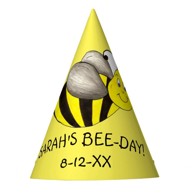 Personalisierter Bienentag Partyhütchen (Vorderseite)