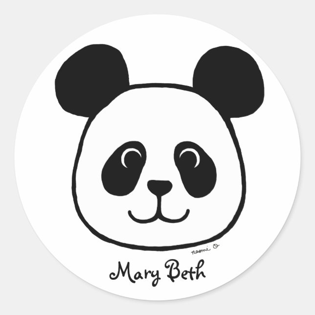 Personalisierter Big Face Panda Cartoon Runder Aufkleber (Vorderseite)