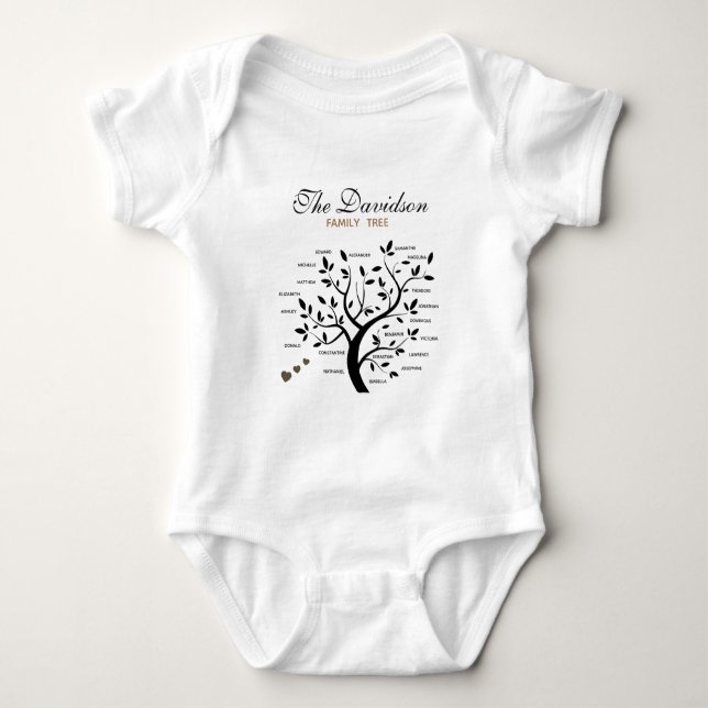 Personalisierter Big Family Tree (20 Namen) Baby Strampler (Vorderseite)