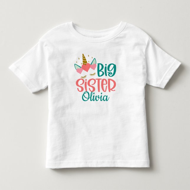 Personalisierter Big SIster mit Namen Kleinkind T-shirt (Vorderseite)
