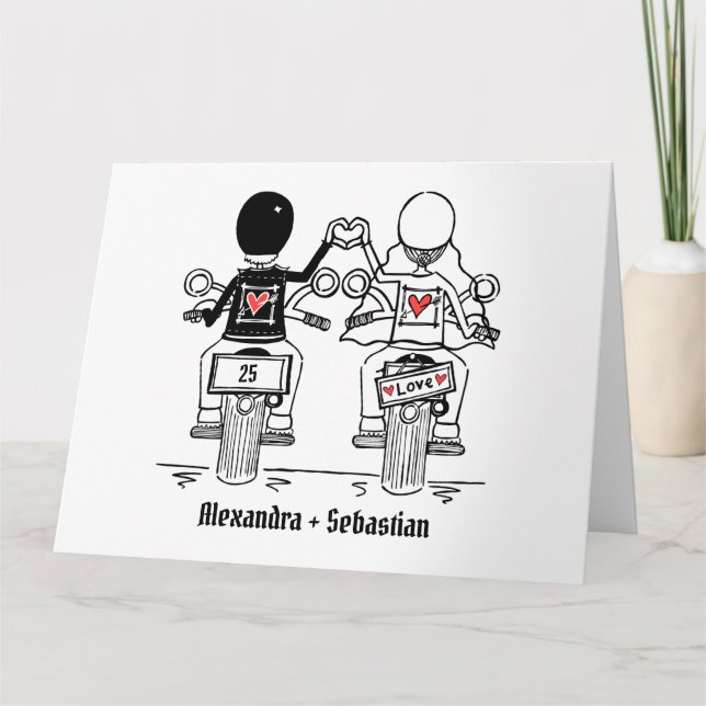 Personalisierter Biker-Motorrad-Hochzeitstag Karte (Vorderseite)