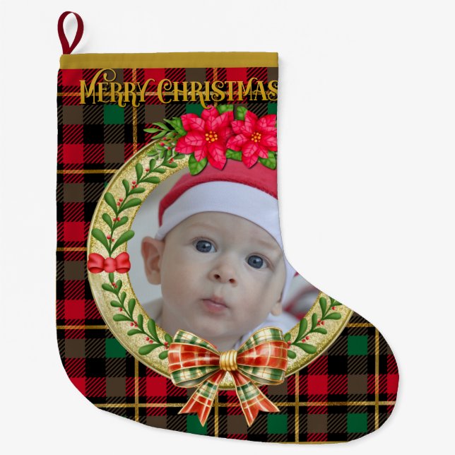 Personalisierter Bilderrahmen und Weihnachtskranz Großer Weihnachtsstrumpf (Vorderseite)
