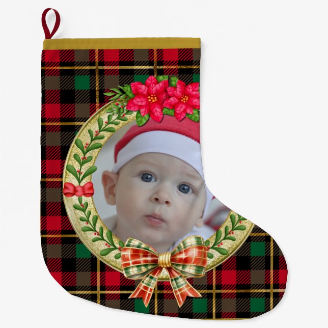Personalisierter Bilderrahmen und Weihnachtskranz Großer Weihnachtsstrumpf (Vorderseite)