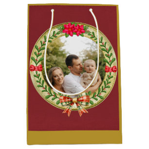 Personalisierter Bilderrahmen und Weihnachtskranz  Mittlere Geschenktüte