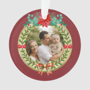 Personalisierter Bilderrahmen und Weihnachtskranz  Ornament