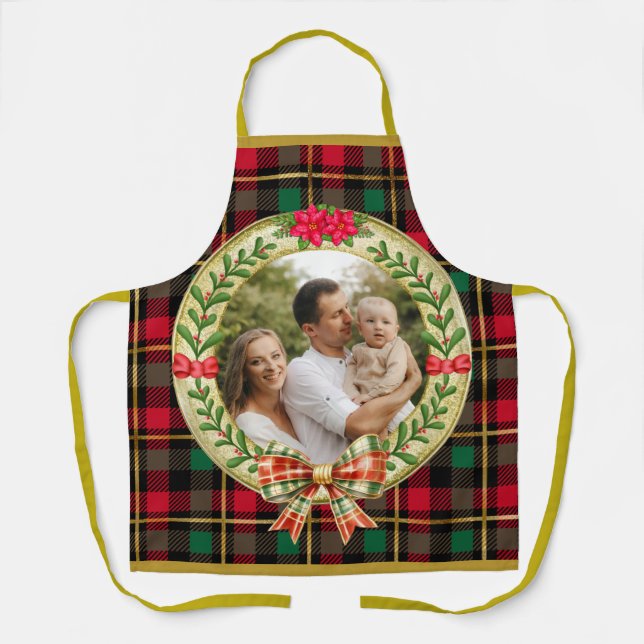 Personalisierter Bilderrahmen und Weihnachtskranz  Schürze (Vorderseite)