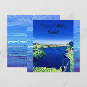 Personalisierter Birth Day Blue Canal Sky Watercol