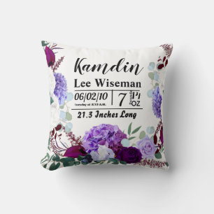 Personalisierter Birth Pillow Lavender Hibiskus au Kissen