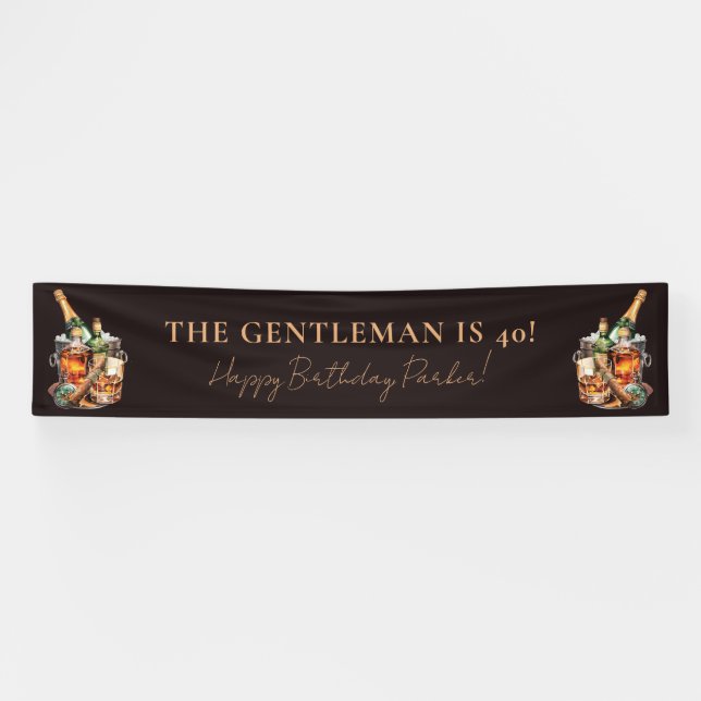 Personalisierter Birthday Whisky und Zigarre Banner (Horizontal)