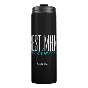 Personalisierter Black & Blue Trauzeuge Thermosbecher