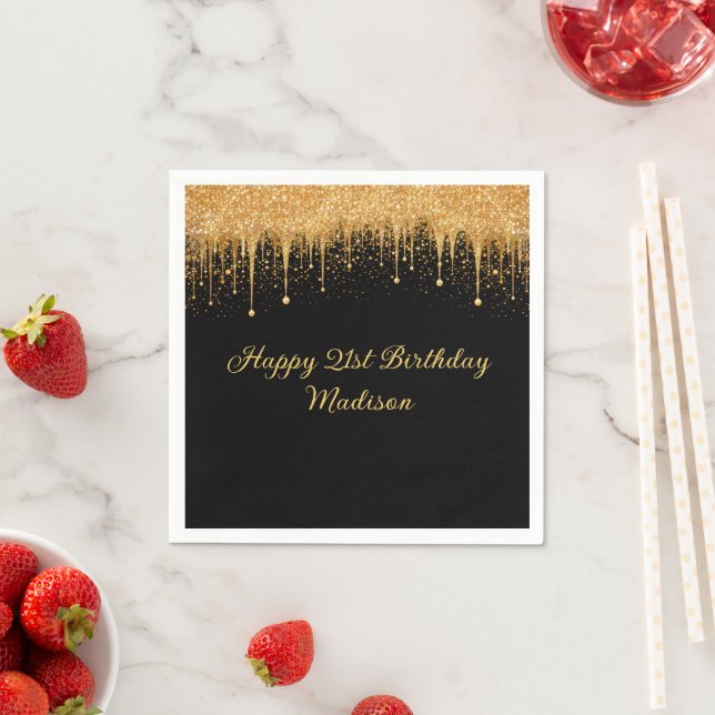 Personalisierter Black Gold Driving Glitzer Geburt Serviette (Beispiel)