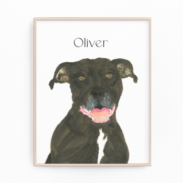 Personalisierter Black Pitbull Staffy Dog Art Fotodruck (Von Creator hochgeladen)