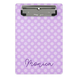 Personalisierter Blasslila-Punkt Mini Klemmbrett