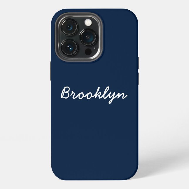 Personalisierter, blau-weißer Skriptname iPhone 13 Pro Hülle (Hinten)