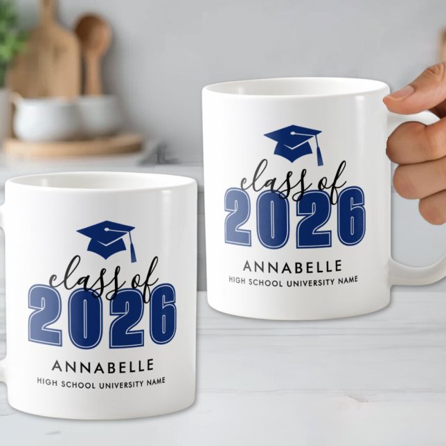 Personalisierter blauer Abschluss Kaffeetasse (Personalized Blue Graduation Coffee Mug )