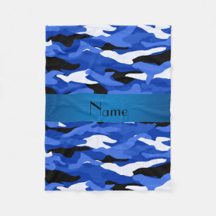 Personalisierter blauer Camouflage blauer Streifen Fleecedecke
