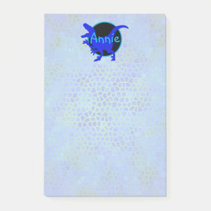 Personalisierter blauer Dinosaurier  Post-it Klebezettel
