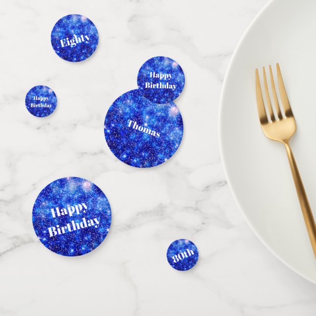 Personalisierter Blauer Funkel 80. Geburtstag Konfetti (Gruppe)