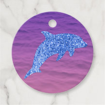 Personalisierter blauer Glitzer Dolphin Rosa und L