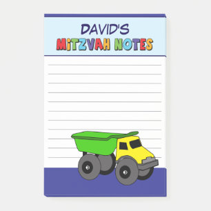 Personalisierter blauer LKW Mitzvah Post-it Klebezettel