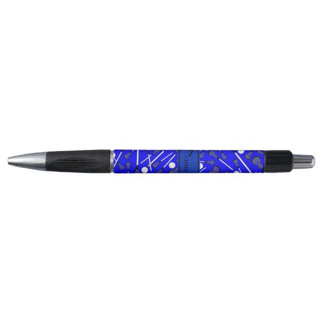 Personalisierter blauer Namenslacrosse Kugelschreiber (Vorderseite)