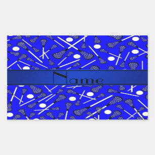 Personalisierter blauer Namenslacrosse Rechteckiger Aufkleber