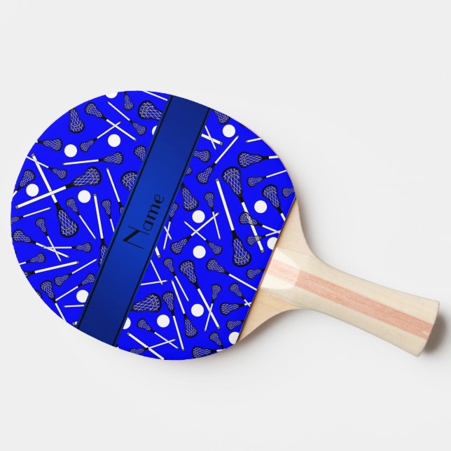Personalisierter blauer Namenslacrosse Tischtennis Schläger (Seitenansicht)