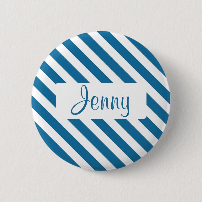 Personalisierter blauer Namensstreifen Button (Vorderseite)
