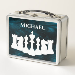 Personalisierter Blauer Nebel Schess Piece King Metall Brotdose